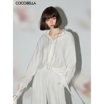 Cocobella ເສື້ອຍືດສາມມິຕິ pleated ribbon ເສື້ອແມ່ຍິງ smart ແລະ elegant sr3067