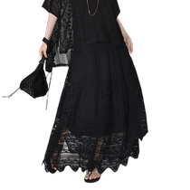 COCOBELLA heavy industry positioning hollow water-soluble lace embroidered skirt autumn vacation style long skirt HS7059A