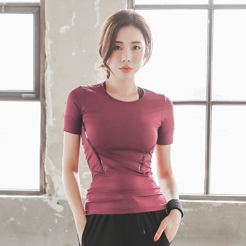 Net red sports T-shirt woman 2022 new breathable display slim fit elastic running fitness blouse yoga suit short sleeve