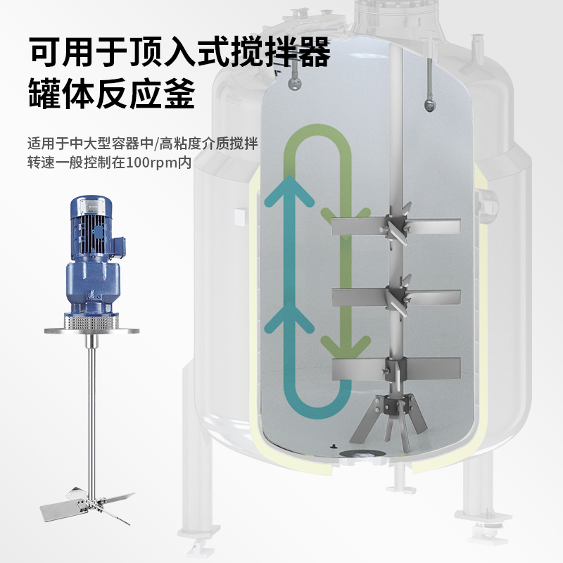 Qinggong Brand Industrial Large Diameter Turbine Four-Blade Impeller Connection Stirrer Blade Dispersion Kettle 304 Stainless Steel