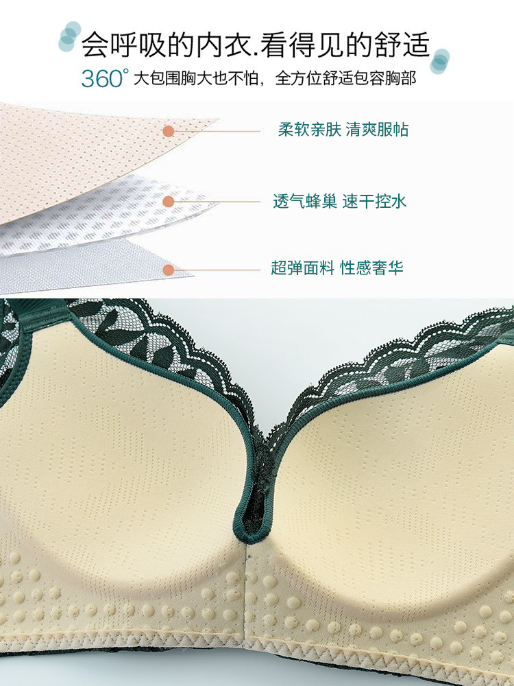 Plus Size Lingerie Bra, Thin Style for Women, Wireless, Anti-Sagging, for Chubby Women, Push-Up, Adjustable, Makes Large Breasts Appear Smaller, New