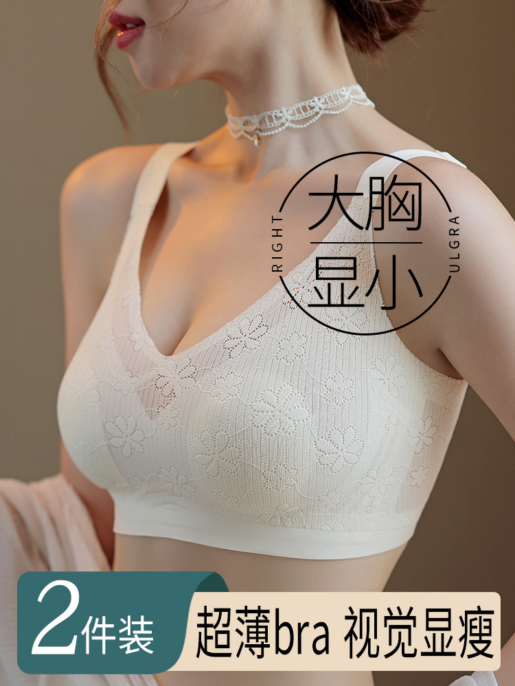 Rabbit Ear Bra for Women, Ultra-Thin, Minimizes Large Busts, Full Cup, Summer Sexy, Side Breast Support, Anti-Sagging Bra