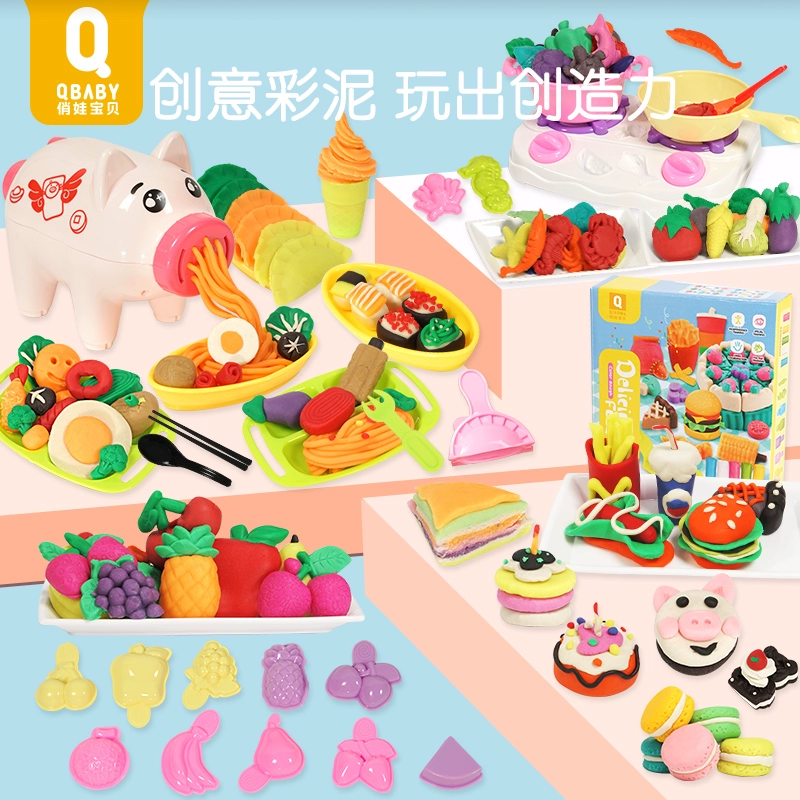 Piglet phở máy đồ chơi plasticine không độc hại hướng dẫn sử dụng bùn thợ làm tóc bé bùn màu bùn khuôn công cụ thiết lập - Đất sét màu / đất sét / polymer đất sét,