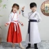 Trẻ em bé trai Hanfu Trang phục cổ đại Ba ký tự Kinh điển Sách nghiên cứu Trung Quốc Trinh nữ mẫu giáo Trang phục biểu diễn Trẻ em Trang phục mùa thu - Trang phục