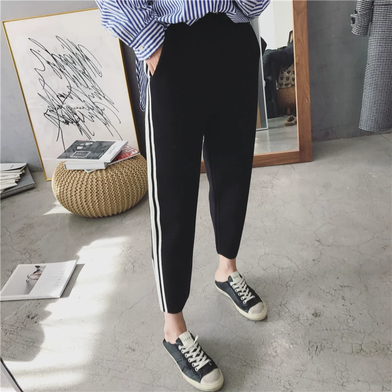 Quần chân nữ mùa hè mới béo MM cỡ lớn đã mỏng thường xuân và xuân cao eo thể thao đồng phục quần 9 điểm