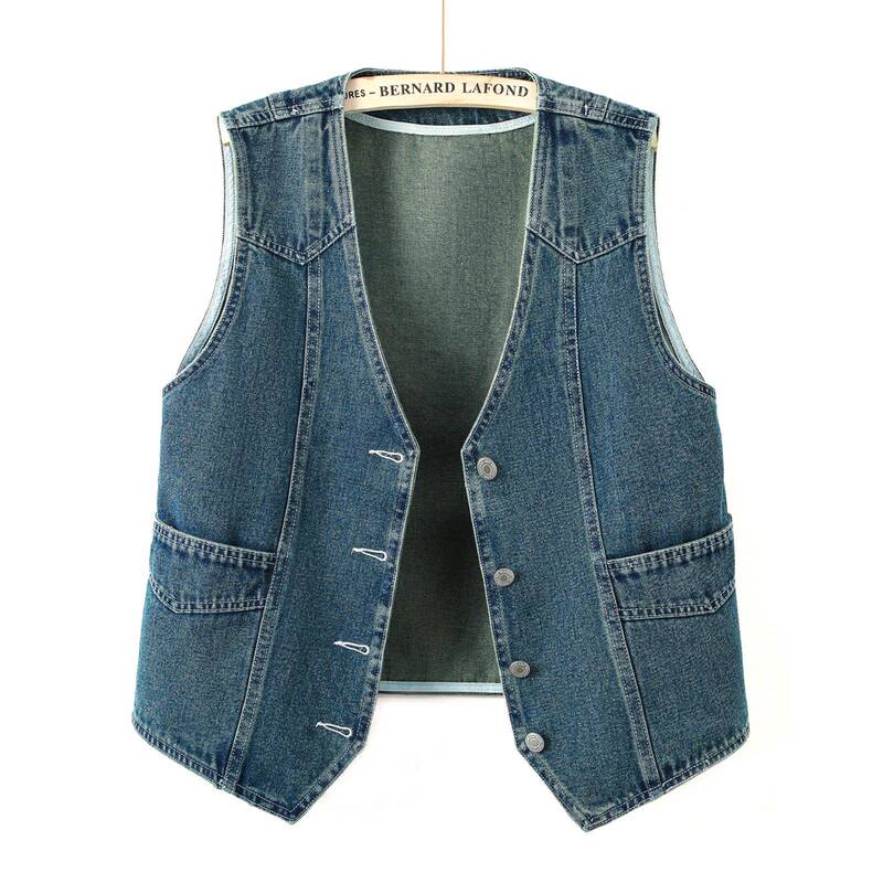 Trendy Brand V-Neck Denim Vest for Women 2025 Spring and Autumn New Style Loose Versatile Petite Sleeveless Vest Trendy Brand V-Neck Denim Vest for Women 2025 Spring and Autumn New Style Loose Versatile Petite Sleeveless Vest