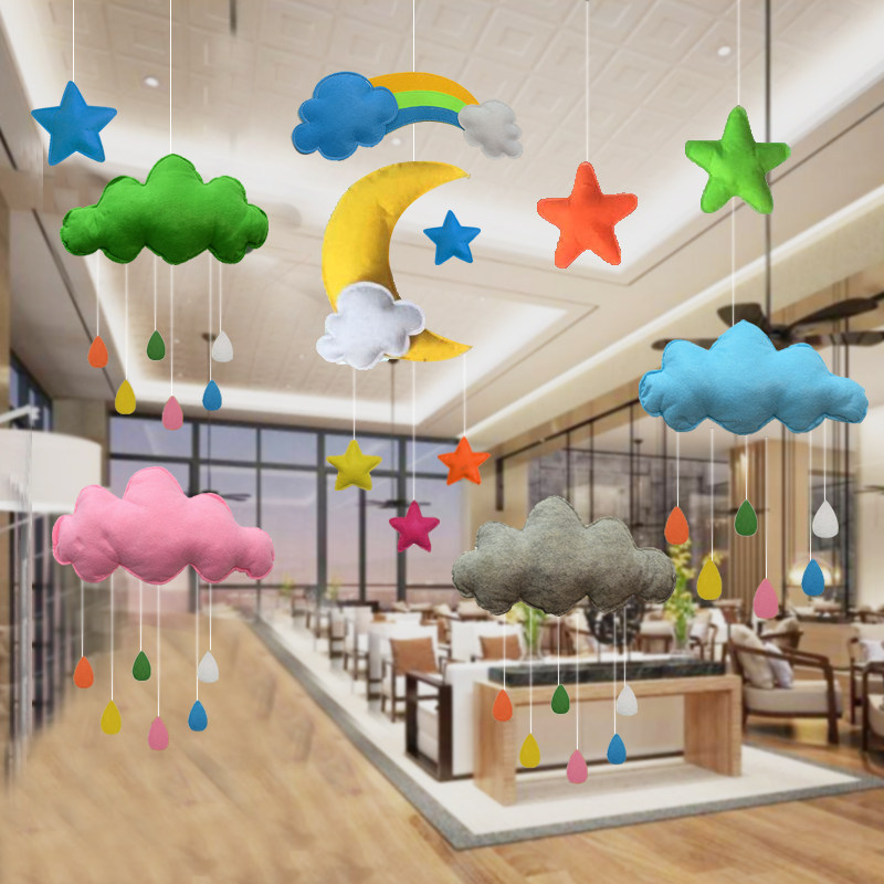 Kindergarten school room Dormitory Three-dimensional girl heart clouds moon air charm Shopping mall store wall hanging