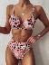 Da báo in hình rắn rỗng sexy bikini tam giác Âu Mỹ áo tắm cạp cao xẻ tà áo tắm bikini phụ nữ - Bikinis