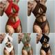 Halter neck hollow triangle split swimsuit solid color bikini with breast pad big breast beach women's swimsuit sexy bikini