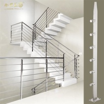  Stainless steel stair handrails railings balconies indoor and outdoor guardrails glass wear brushed columns modern simplicity Jin Risheng