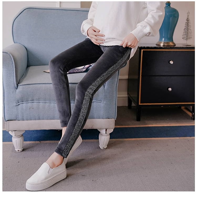 Cộng thêm phân bón XL cho bà bầu quần legging mùa đông cộng với nhung dày mặc quần cotton ấm mỡ mỡ bụng nâng quần 200 kg shop bầu đẹp