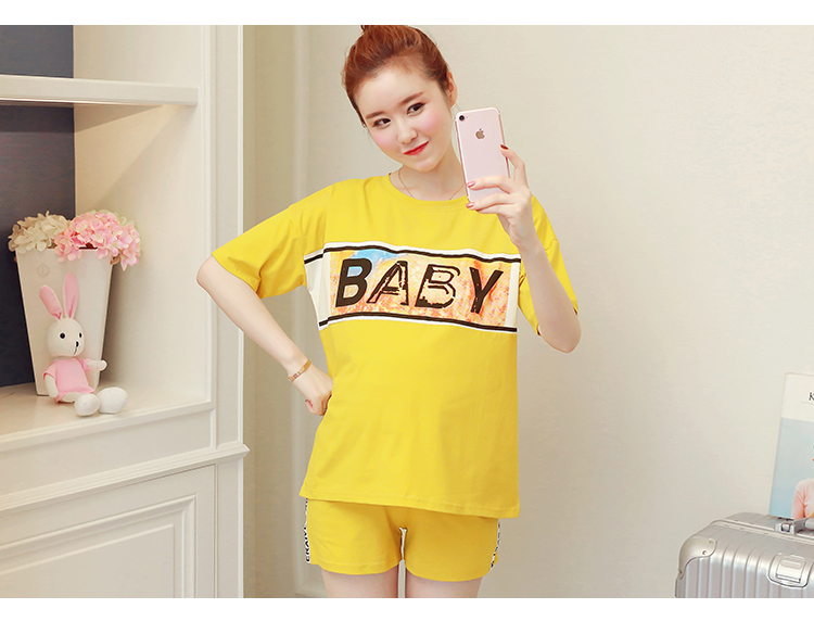 Cộng với phân bón XL mùa hè của phụ nữ thể thao giản dị phù hợp với chất béo MM loose mang thai cotton hai mảnh đặt 200 kg