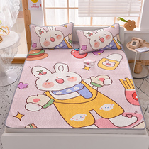 Ice silk mat summer cartoon latex mat three-piece air conditioning soft mat 1 5 meters washable foldable 1 8m bed