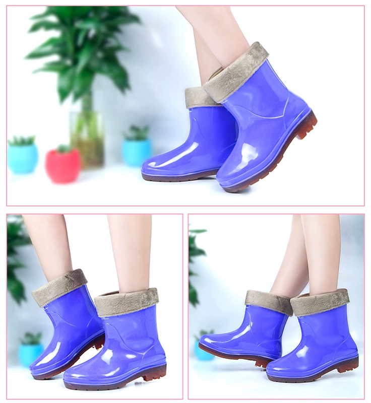 Giày đi mưa Barry Philippine nữ ống ngắn cộng với cotton mùa thu và mưa mùa đông