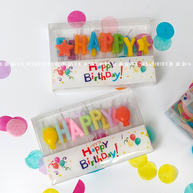 Korean in colourful Makaron English birthday candle festival party happybirthday