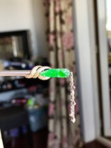 Collectibles 18K gold inlaid glass Emperor green super beautiful jadeite hairpin A goods have A certificate