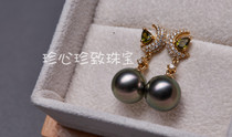 Zhenxin Zhenzhi Japan Seiko imported rare Tahitian peacock green 18k gold pearl earrings Qing C