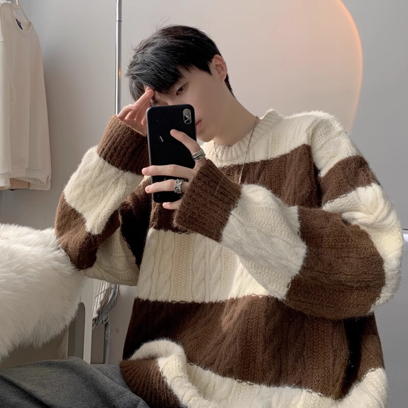 Casual Style Couple Sweater Men's Autumn and Winter Trendy Thick Loose Youth Men's Knitwear Long-Sleeved Sweater