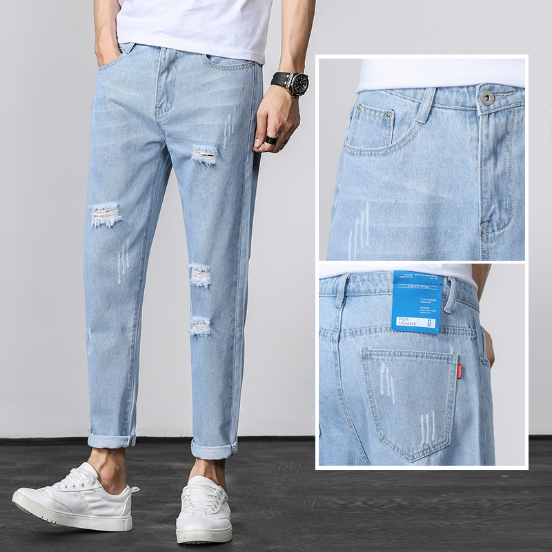 Men's Ripped Jeans 2024 New Straight-Leg Loose American High Street Style Slim Fit Trendy Pants Men's Ripped Jeans 2024 New Straight-Leg Loose American High Street Style Slim Fit Trendy Pants