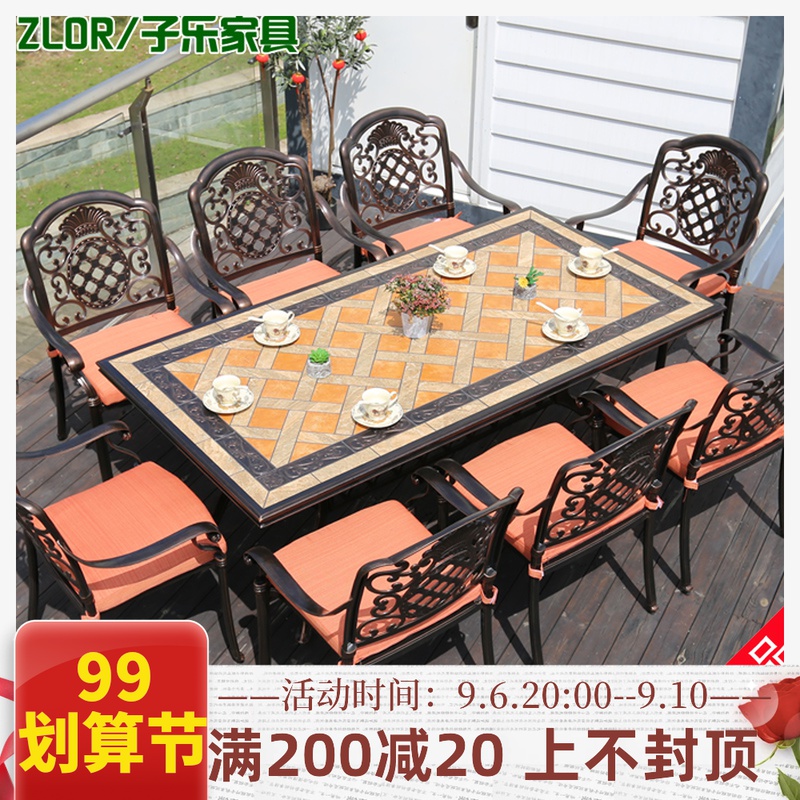 Zile furniture villa hotel outdoor courtyard balcony garden terrace table and chair set cast aluminum leisure table and chair combination