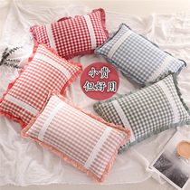 Cotton pillow cotton ruffled plaid buckwheat shell pillow core millet shell soft pillow single Korean health care neck pillow