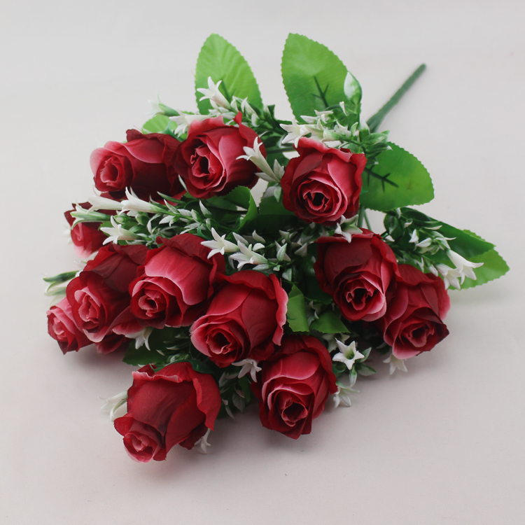 12 nụ tình yêu mô phỏng hoa hồng phòng khách trang trí phòng ngủ đặt nhựa bouquet hoa giả bó hoa - Hoa nhân tạo / Cây / Trái cây đào giả