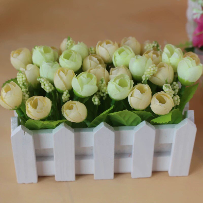 尤加利摆件木栅栏花套装仿真花假花道具盆栽花塑料花艺绿植草花详情18