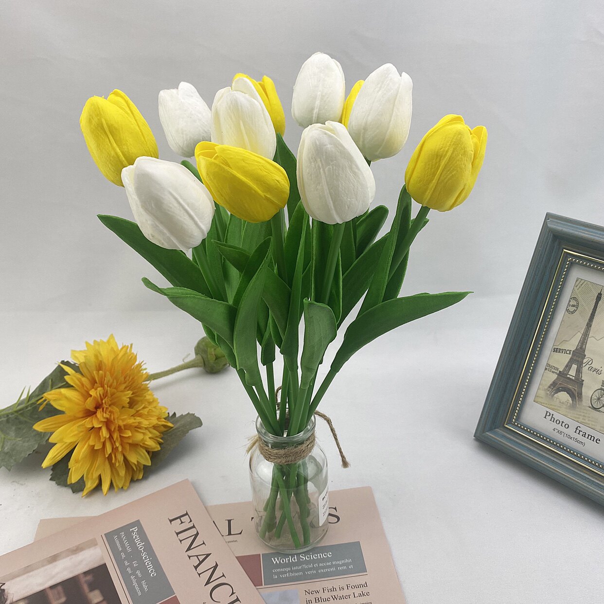 简约仿真干花束手感保湿郁金香高档插花客厅蛋糕装饰假花摆设蓝海详情11