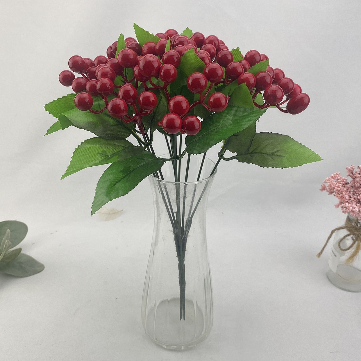 发财果幸运果浆果仿真花红果子冬青相思豆红色假花小红果摆件客厅详情5