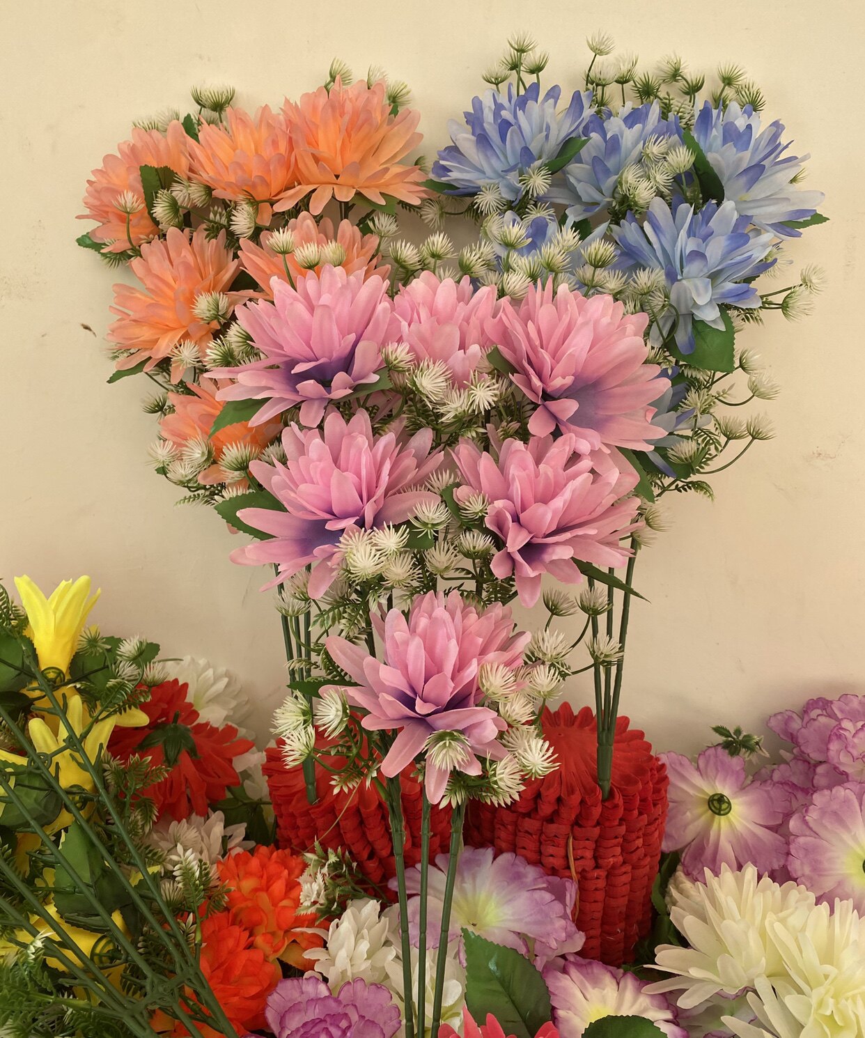 厂家直销仿真花束菊花单支假花绢花塑料清明祭祀装饰摆放花束批详情8