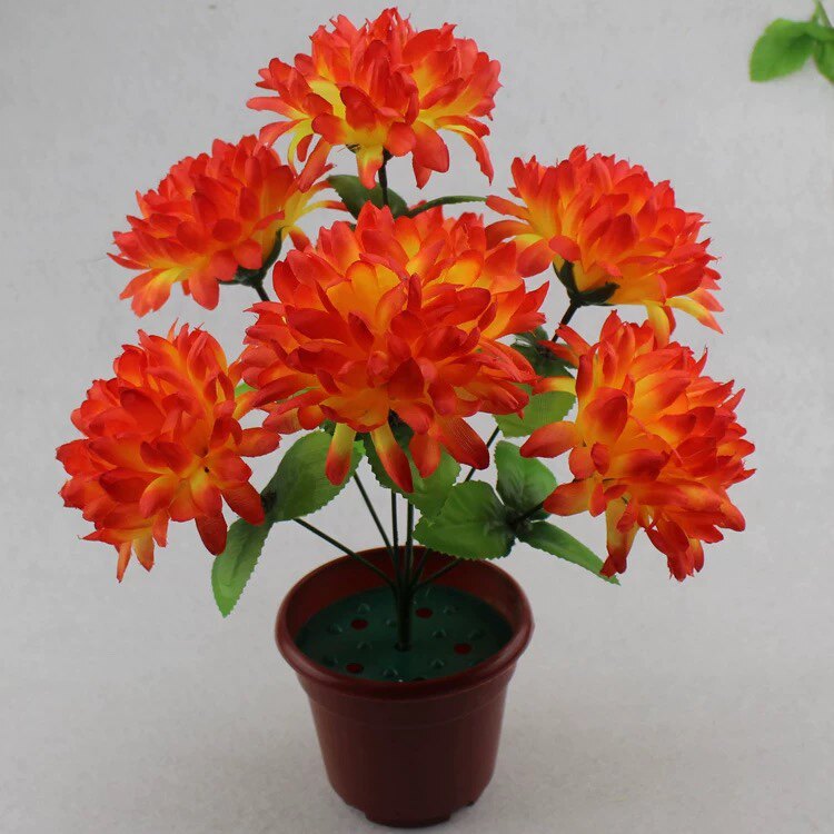 7头菊花清明仿真墓地装饰祭祀扫墓塑料绢花假花盆栽陵园花束详情4