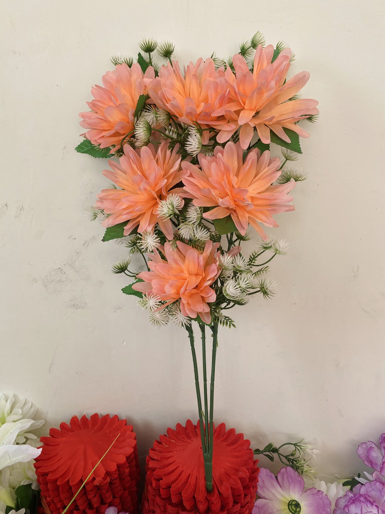 厂家直销仿真花束菊花单支假花绢花塑料清明祭祀装饰摆放花束批详情19