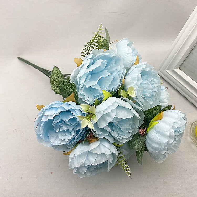 12头洋牡丹仿真把束西洋玫瑰假绢花婚礼婚庆插花装饰欧式花墙花艺详情4