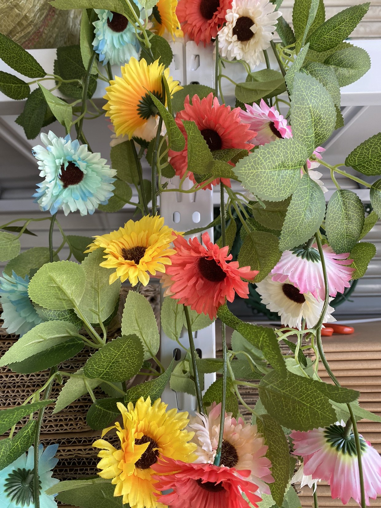 仿真花单只挂壁花艺太阳花藤假花藤绢蔓室内壁挂空调管道遮挡装饰详情2