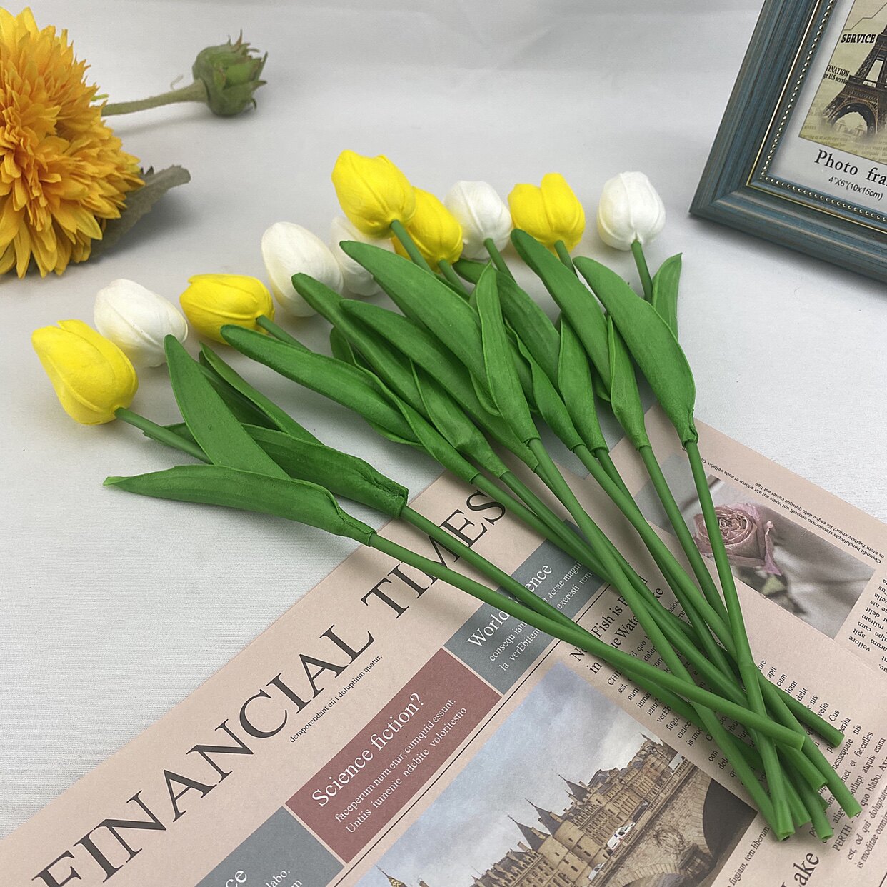 简约仿真干花束手感保湿郁金香高档插花客厅蛋糕装饰假花摆设蓝海详情12