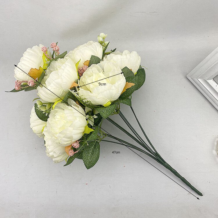 12头洋牡丹仿真把束西洋玫瑰假绢花婚礼婚庆插花装饰欧式花墙花艺详情2