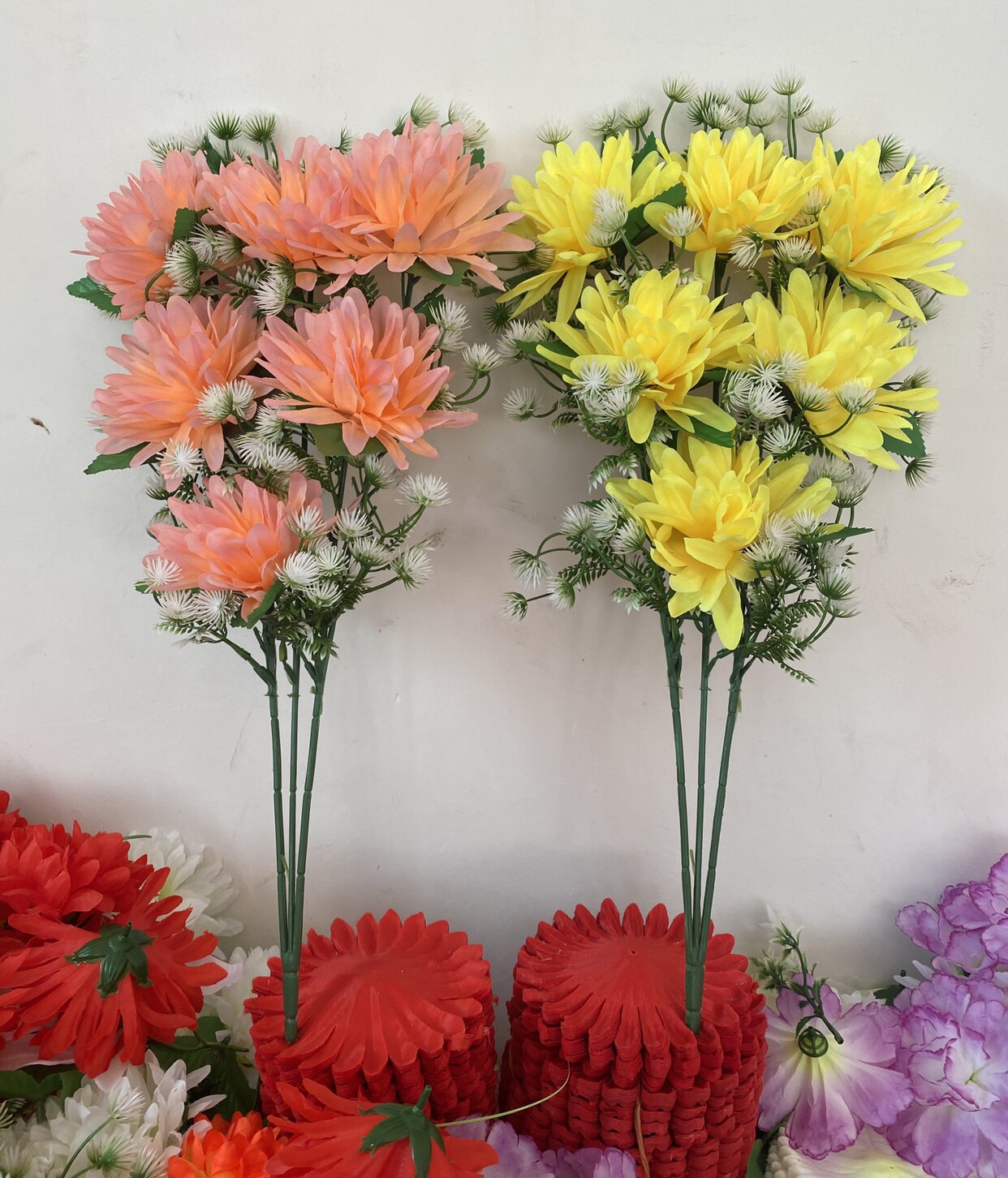 厂家直销仿真花束菊花单支假花绢花塑料清明祭祀装饰摆放花束批详情17