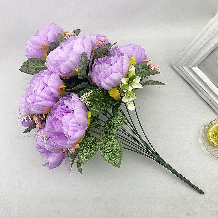 12头洋牡丹仿真把束西洋玫瑰假绢花婚礼婚庆插花装饰欧式花墙花艺详情19