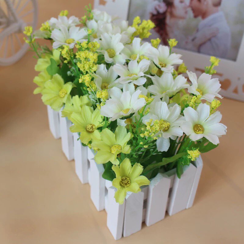 尤加利摆件木栅栏花套装仿真花假花道具盆栽花塑料花艺绿植草花详情14