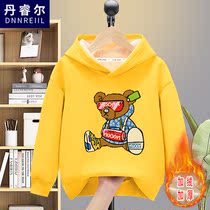 Autumn and winter style fried street long-sleeved fleece thickened hooded top 2022 new boy cartoon sweater long-sleeved fried street tide