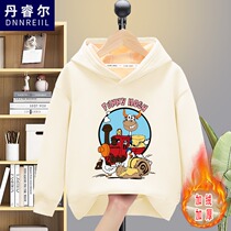2022 new childrens clothing boys winter clothing with a hood and velvet thick sweater in the big childrens Korean version of the trendy top autumn fried street