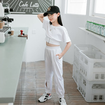 Parent-child summer mother-daughter foreign style suit 2021 new Korean version of casual childrens T-shirt pants two-piece set tide