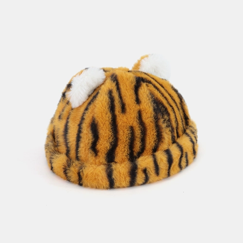 Тигр шляпа женщина 2023 Осень и зима Новый продукт плюшевая шляпа Tiger Lady Tiger Year Mite Fur, тигр, тигр, кожаная шляпа с дыними