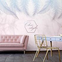 Simple pink marble wallpaper Nordic ins Net red feather background wall cloth photo live clothing store wallpaper