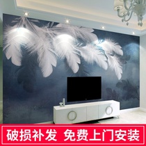 Wallpaper stickers 3d three-dimensional net red TV background wall wallpaper high-grade feathers modern simple living room home murals