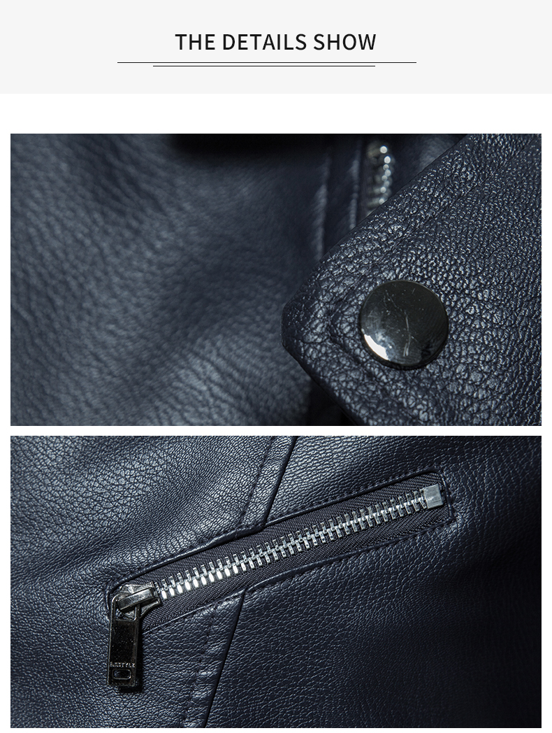 Description Picture 6 of itemBrand clothing Motorcycle Slim Leather Jacket Men's Leather Jacket British Fashion Men 4XL-M's PU Leather Jacket