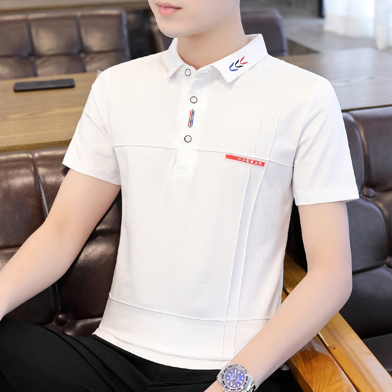 夏季男士polo衫潮流短袖t恤修身翻领半截袖打底衫上衣服