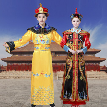 Qing Dynasty costume ວັດ​ຖຸ​ບູ​ຮານ Kangqian Emperor ແລະ Queen costumes ຜູ້​ໃຫຍ່ robes ມັງ​ກອນ​ແລະ phoenix robes ຜູ້​ຊາຍ​ແລະ​ແມ່​ຍິງ Hanfu costumes ປະ​ຕິ​ບັດ