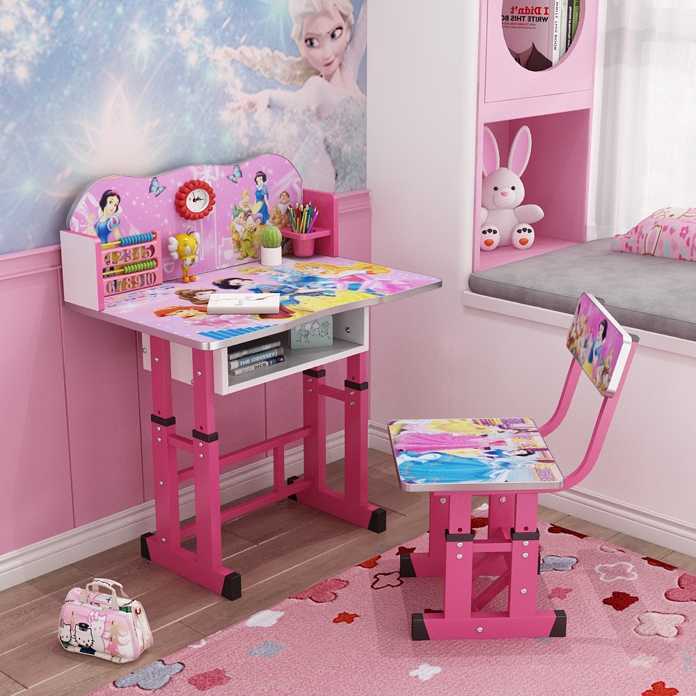 Children's desk study desk and chair suite children write desk Spider-Man home student desk can be lifted and landed