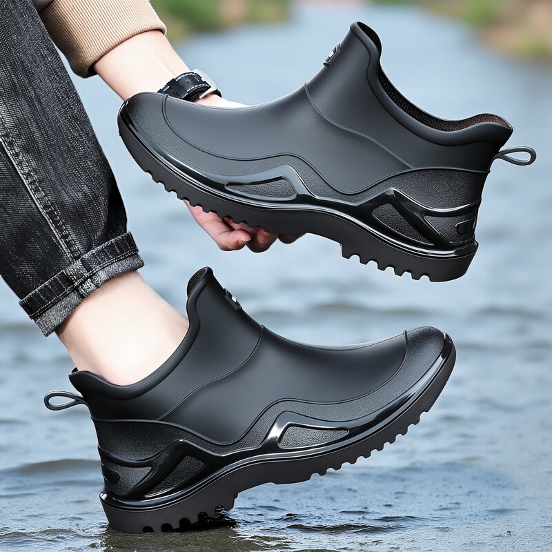 Short-Tube Rain Boots for Men, Waterproof and Non-Slip, Mid-Tube Water Shoes for Rainy Days, Low-Cut Work Rubber Rain Boots for Delivery Riders Short-Tube Rain Boots for Men, Waterproof and Non-Slip, Mid-Tube Water Shoes for Rainy Days, Low-Cut Work Rubber Rain Boots for Delivery Riders